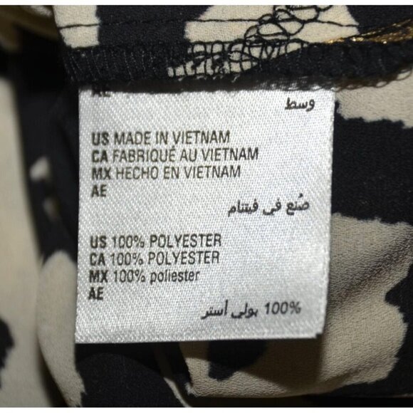 JM Collection Black Print Tunic 3/4 Sleeve V-Neck Blouse Size M Metallic Sequin - Picture 10 of 11